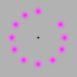 Stare at the + sign till the dots disappear